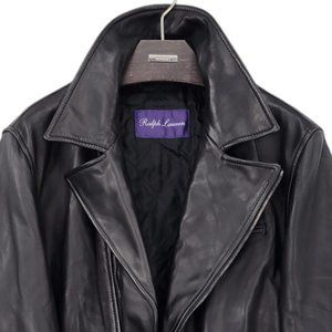 Ralph Lauren Purple Label Motorcycle Leather lambskin jacket Moto black LARGE